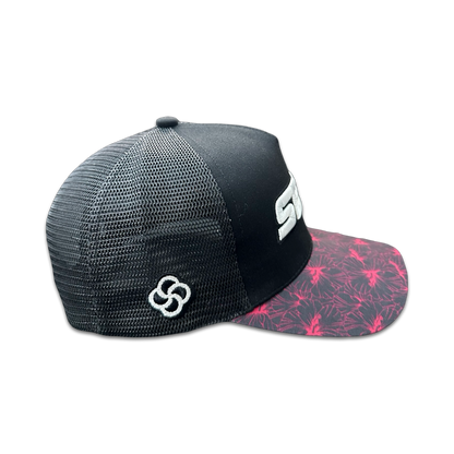 SESH Bloom Hibiscus Trucker Hat (Black/Pink)